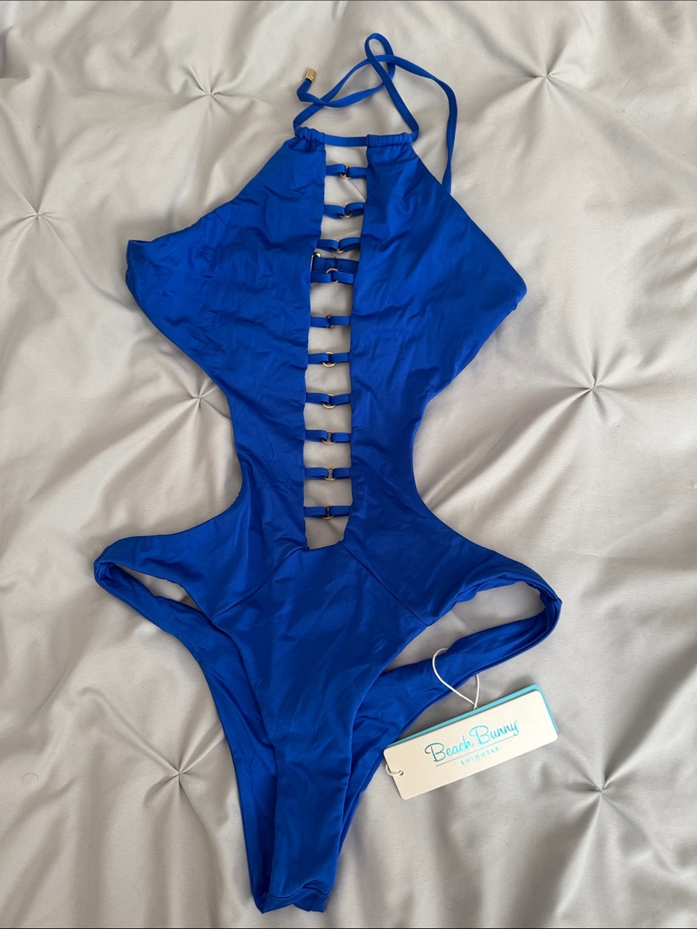 Beach Bunny Cobalt Blue Ladder Cutout One-Piece Swimsuit